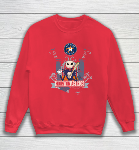 MLB Houston Astros Baseball Jack Skellington Halloween Sweatshirt 7
