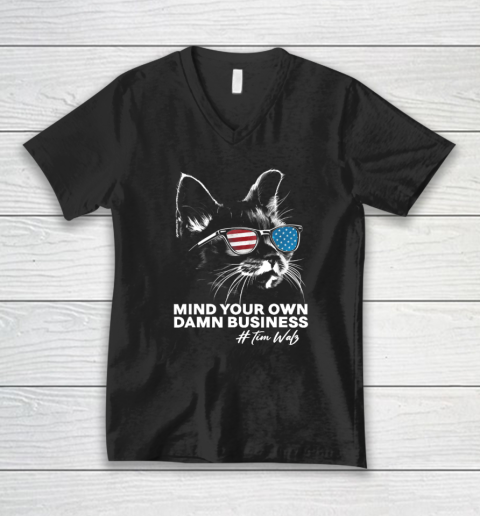 Mind Your Own Damn Business Harris Waltz Cat Lady V-Neck T-Shirt