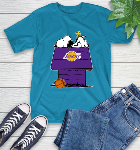 Los Angeles Lakers NBA Basketball Snoopy Woodstock The Peanuts Movie T-Shirt 8