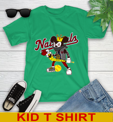 Washington Nationals MLB Baseball Mickey Peace Sign Sports Youth T-Shirt 6