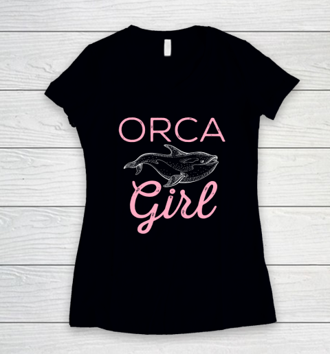 Funny Orca Lover Graphic for Women Girls Kids Whale Women's V-Neck T-Shirt
