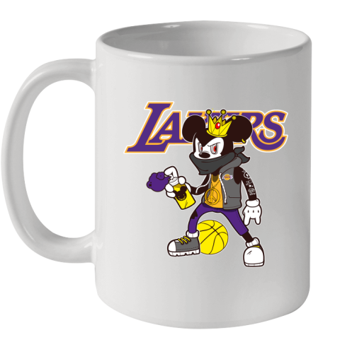 Los Angeles Lakers NBA Basketball Mickey Peace Sign Sports Ceramic Mug 11oz