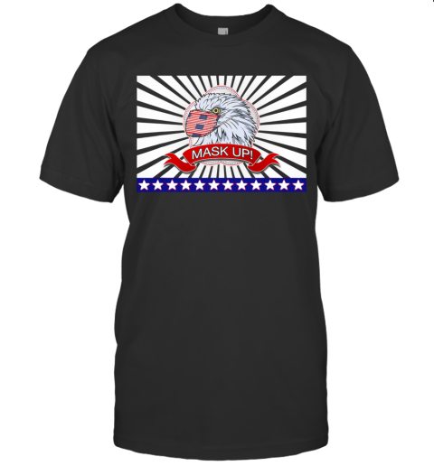 Mask Up Fun And Patriotic Bald Eagle American Flag T-Shirt