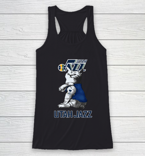 NBA Basketball My Cat Loves Utah Jazz Racerback Tank