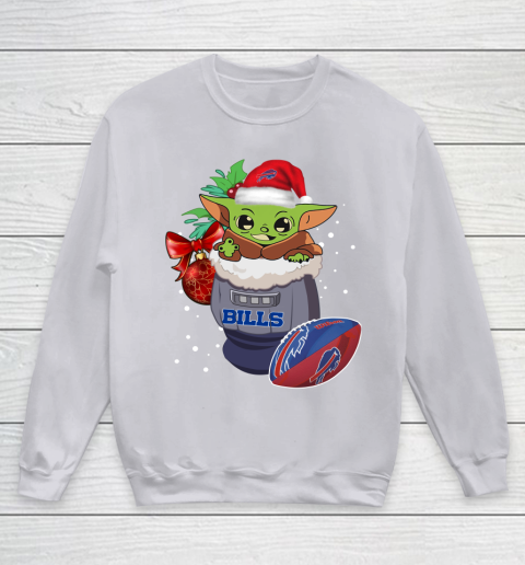 Buffalo Bills Christmas Baby Yoda Star Wars Funny Happy NFL Youth Sweatshirt 4