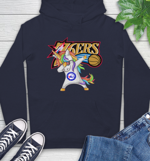 Philadelphia 76ers NBA Basketball Funny Unicorn Dabbing Sports Hoodie 4