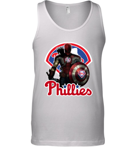 MLB Captain America Thor Spider Man Hawkeye Avengers Endgame Baseball Philadelphia Phillies Tank Top