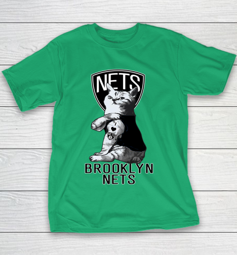 NBA Basketball My Cat Loves Brooklyn Nets Youth T-Shirt 3