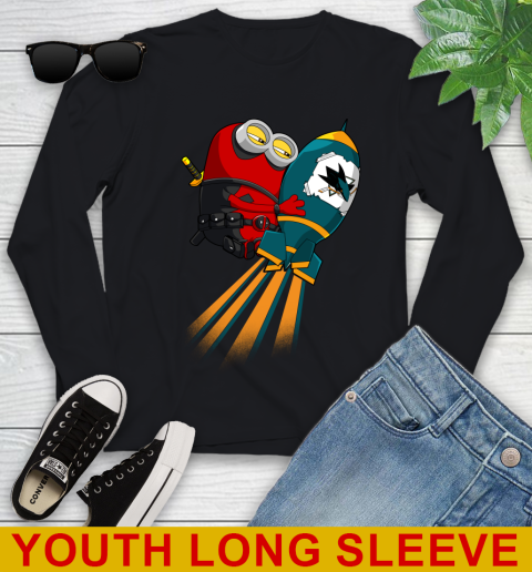 NHL Hockey San Jose Sharks Deadpool Minion Marvel Shirt Youth Long Sleeve