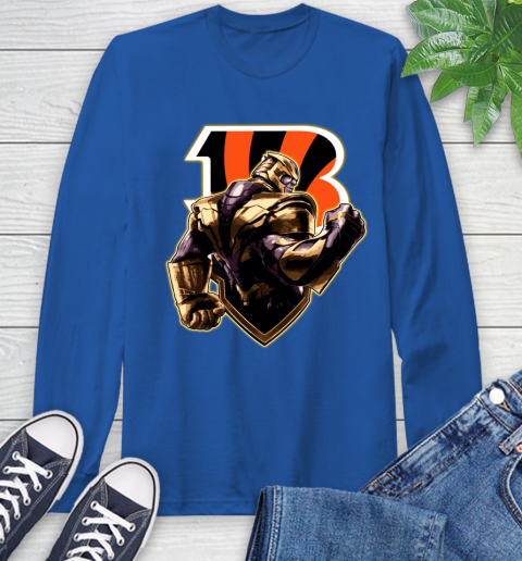 NFL Thanos Avengers Endgame Football Sports Cincinnati Bengals Long Sleeve T-Shirt 9