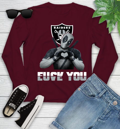 NHL Oakland Raiders Deadpool Love You Fuck You Football Sports Youth Long Sleeve 6
