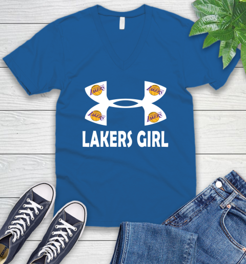 NBA Los Angeles Lakers Girl Under Armour Basketball Sports V-Neck T-Shirt 5