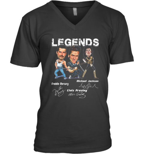 Legends Freddie Mercury Elvis Presley Michael Jackson V-Neck T-Shirt