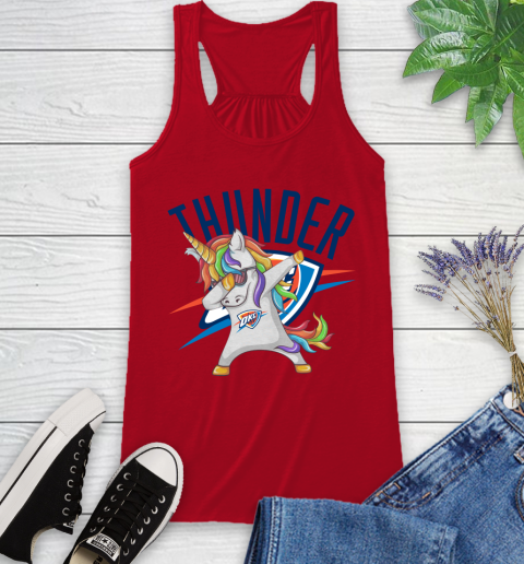 Oklahoma City Thunder NBA Basketball Funny Unicorn Dabbing Sports Racerback Tank 6