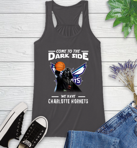 NBA Come To The Dark Side We Have Charlotte Hornets Star Wars Darth Vader Basketball Racerback Tank 11
