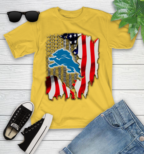 Detroit Lions NFL Football American Flag Youth T-Shirt 10