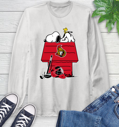 Ottawa Senators NHL Hockey Snoopy Woodstock The Peanuts Movie Long Sleeve T-Shirt