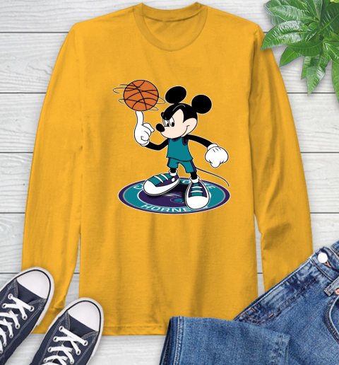 NBA Basketball Charlotte Hornets Cheerful Mickey Disney Shirt Long Sleeve T-Shirt 4 NBA Basketball Charlotte Hornets Cheerful Mickey Disney Shirt Long Sleeve T-Shirt - Image 4