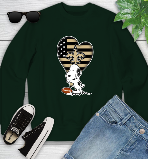 New Orleans Saints NFL Football The Peanuts Movie Adorable Snoopy Youth Sweatshirt 10
