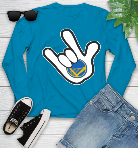 Golden State Warriors NBA Basketball Mickey Rock Hand Disney Youth Long Sleeve 7