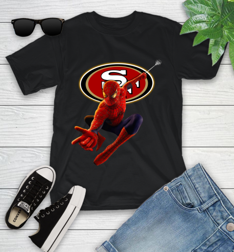 NFL Spider Man Avengers Endgame Football San Francisco 49ers Youth T-Shirt 2