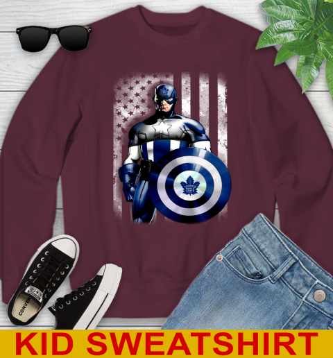 Toronto Maple Leafs NHL Hockey Captain America Marvel Avengers American Flag Shirt Youth Sweatshirt 4