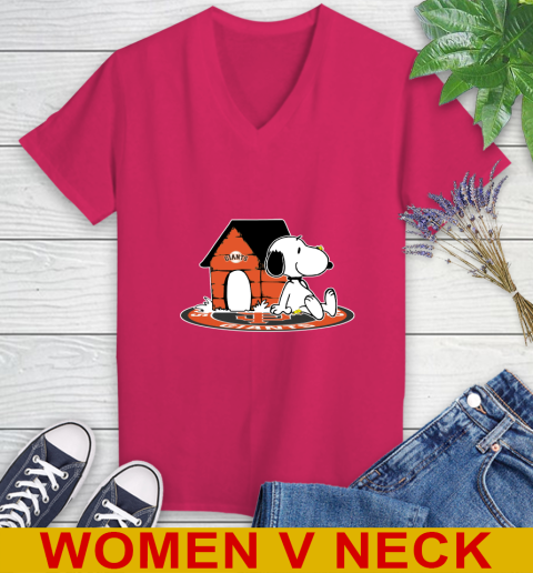MLB Baseball San Francisco Giants Snoopy The Peanuts Movie Shirt Women's V-Neck T-Shirt 10