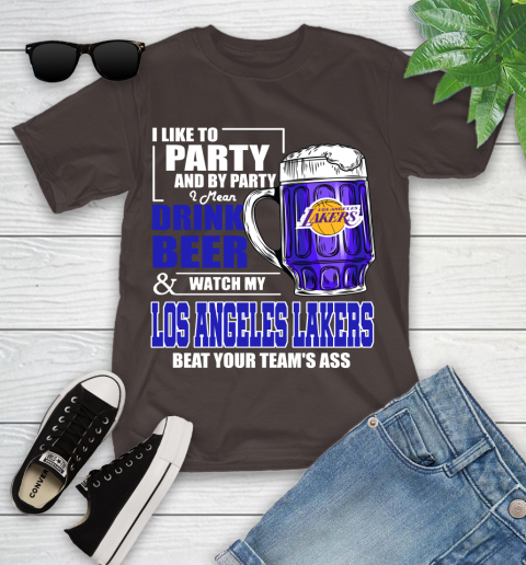 NBA Drink Beer and Watch My Los Angeles Lakers Beat Your Team's Ass Basketball Youth T-Shirt 7