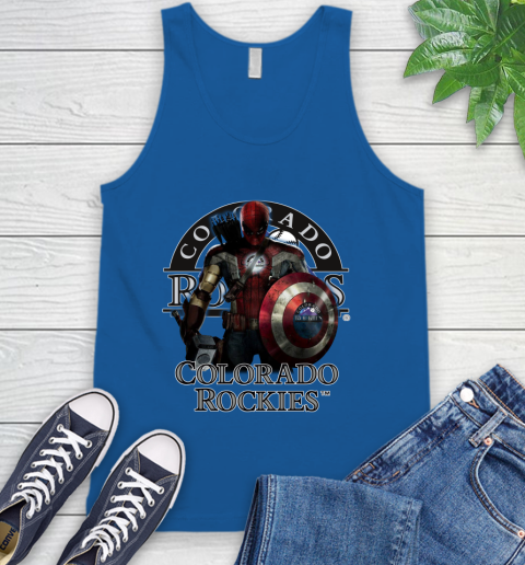 MLB Captain America Thor Spider Man Hawkeye Avengers Endgame Baseball Colorado Rockies Tank Top 5