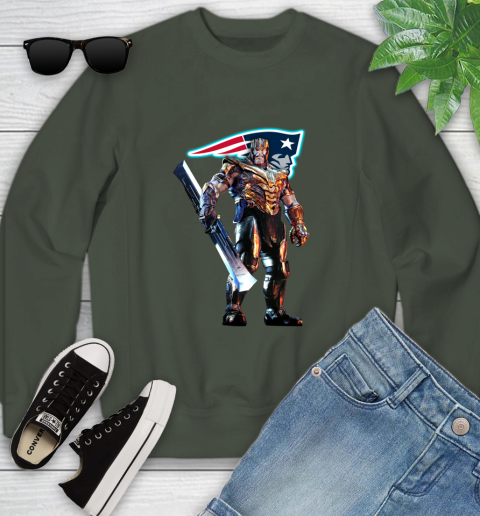 NFL Thanos Gauntlet Avengers Endgame Football New England Patriots Youth Sweatshirt 10