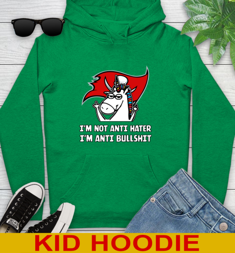 Tampa Bay Buccaneers NFL Football Unicorn I'm Not Anti Hater I'm Anti Bullshit Youth Hoodie 8