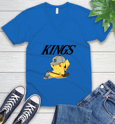 NHL Pikachu Hockey Sports Los Angeles Kings V-Neck T-Shirt 6