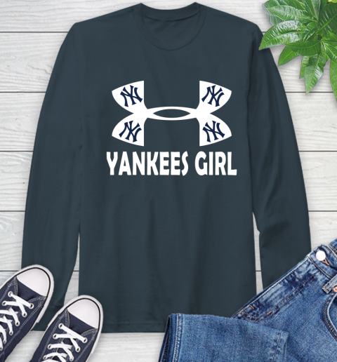 MLB New York Yankees Girl Under Armour Baseball Sports Long Sleeve T-Shirt 9