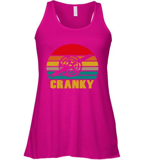 Bicycle Cranky Cycling Lovers Sunset Vintage Racerback Tank