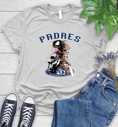 MLB San Diego Padres Baseball Venom Groot Guardians Of The Galaxy Women's T-Shirt