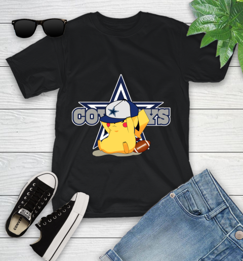 NFL Pikachu Football Sports Dallas Cowboys Youth T-Shirt 2
