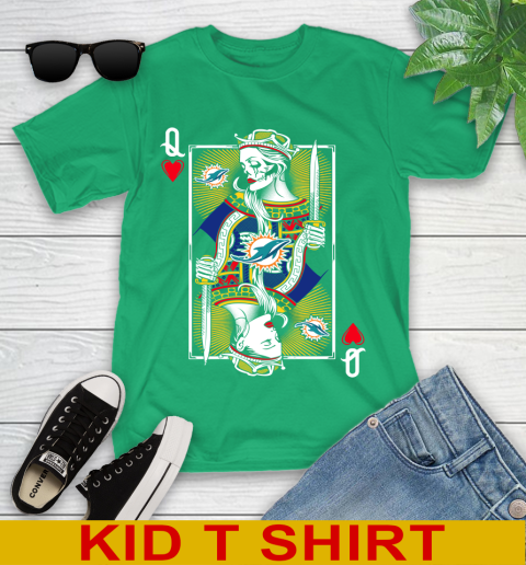 NFL Football Miami Dolphins The Queen Of Hearts Card Shirt Youth T-Shirt 7
