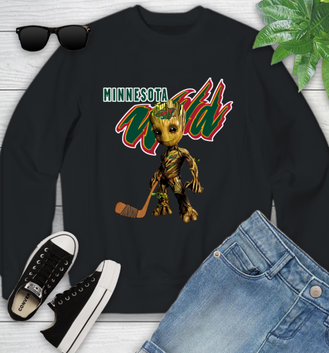 Minnesota Wild NHL Hockey Groot Marvel Guardians Of The Galaxy Youth Sweatshirt 2