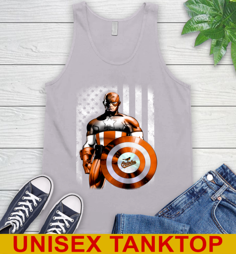 Baltimore Orioles MLB Baseball Captain America Marvel Avengers American Flag Shirt Tank Top 3