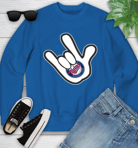 Minnesota Twins MLB Baseball Mickey Rock Hand Disney Youth Sweatshirt 8