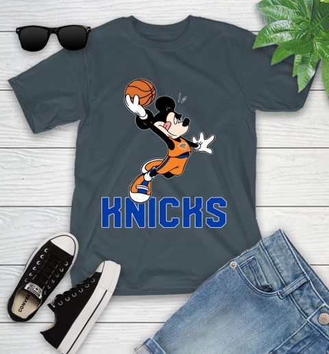 NBA Basketball New York Knicks Cheerful Mickey Mouse Shirt Youth T-Shirt 8