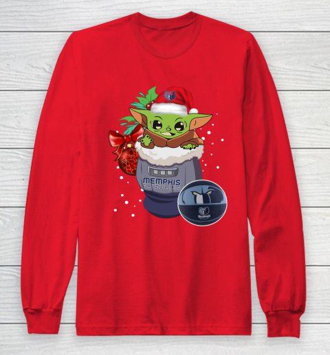 Memphis Grizzlies Christmas Baby Yoda Star Wars Funny Happy NBA Long Sleeve T-Shirt 10