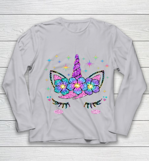 Unicorn Costume Rainbow Face Girls Youth Long Sleeve 3