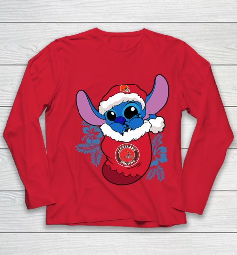 Cleveland Browns Christmas Stitch In The Sock Funny Disney NFL Youth Long Sleeve 10