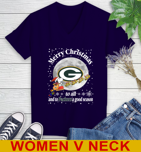 Green Bay Packers Merry Christmas To All And To Packers A Good Season NFL Football Sports Women's V-Neck T-Shirt 4 Green Bay Packers Merry Christmas To All And To Packers A Good Season NFL Football Sports Women's V-Neck T-Shirt - Image 4