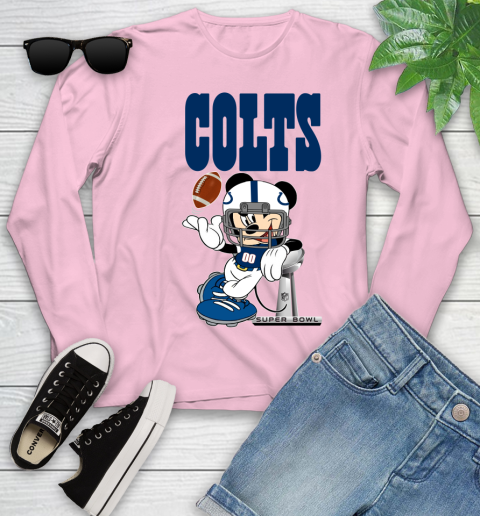NFL Indianapolis Colts Mickey Mouse Disney Super Bowl Football T Shirt Youth Long Sleeve 10