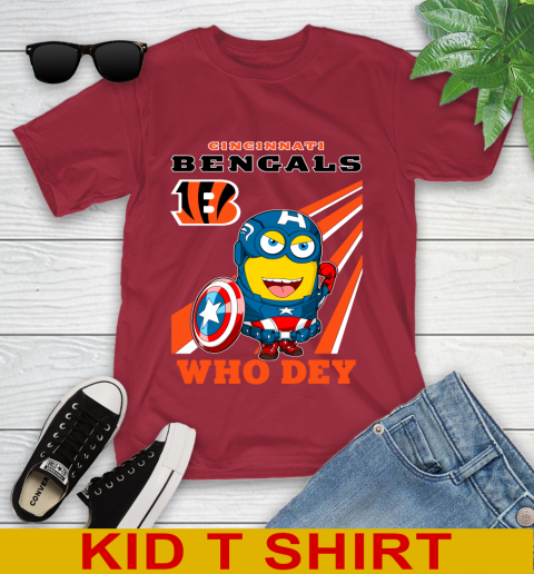 NFL Football Cincinnati Bengals Captain America Marvel Avengers Minion Shirt Youth T-Shirt 12