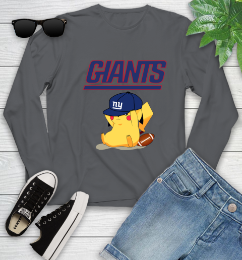 NFL Pikachu Football Sports New York Giants Youth Long Sleeve 8
