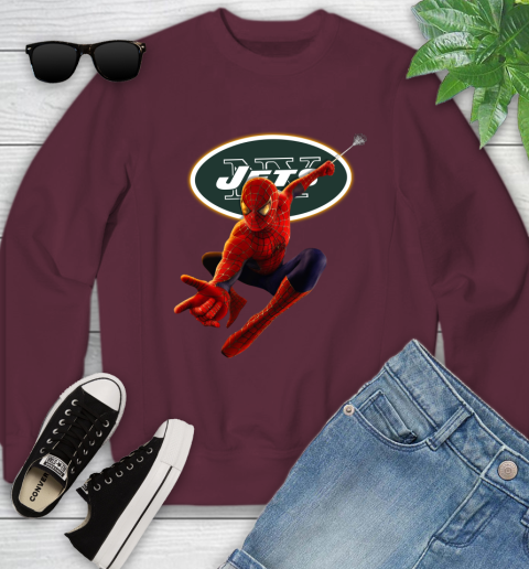 NFL Spider Man Avengers Endgame Football New York Jets Youth Sweatshirt 5