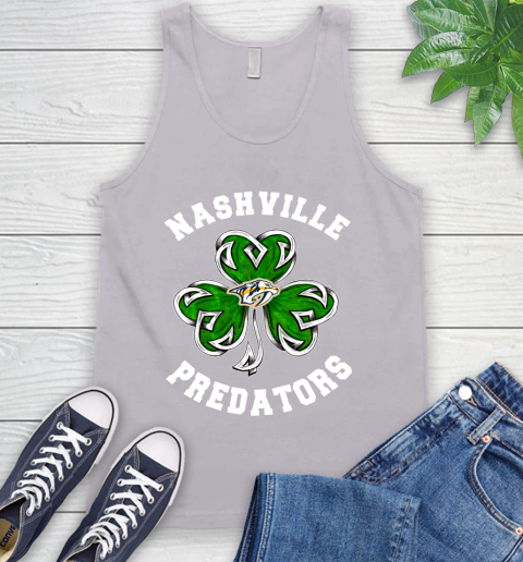 NHL Nashville Predators Three Leaf Clover St Patrick's Day Hockey Sports Tank Top - Image 4